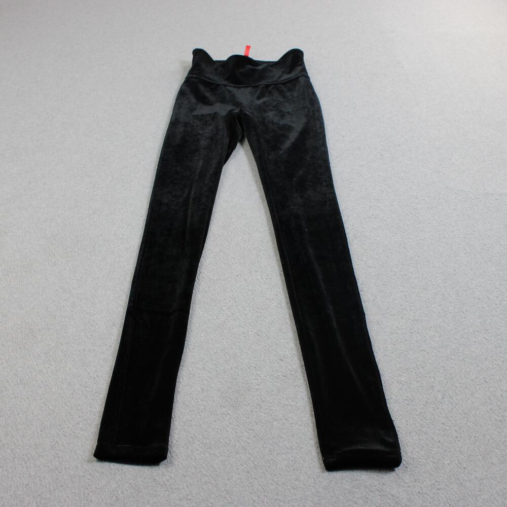 Spanx Leggings Women XS Black Velour High Rise Ankle Shaping Comfort Boho